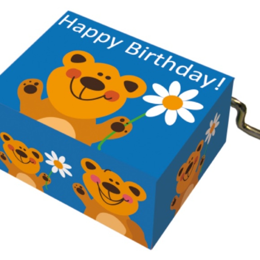 Happy Birthday Music Box - Bear with Flowers NEW